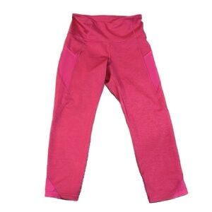 Old Navy Active Go Dry Pink Crop Pockets Activewear Mesh Leggings Barbie Sz S